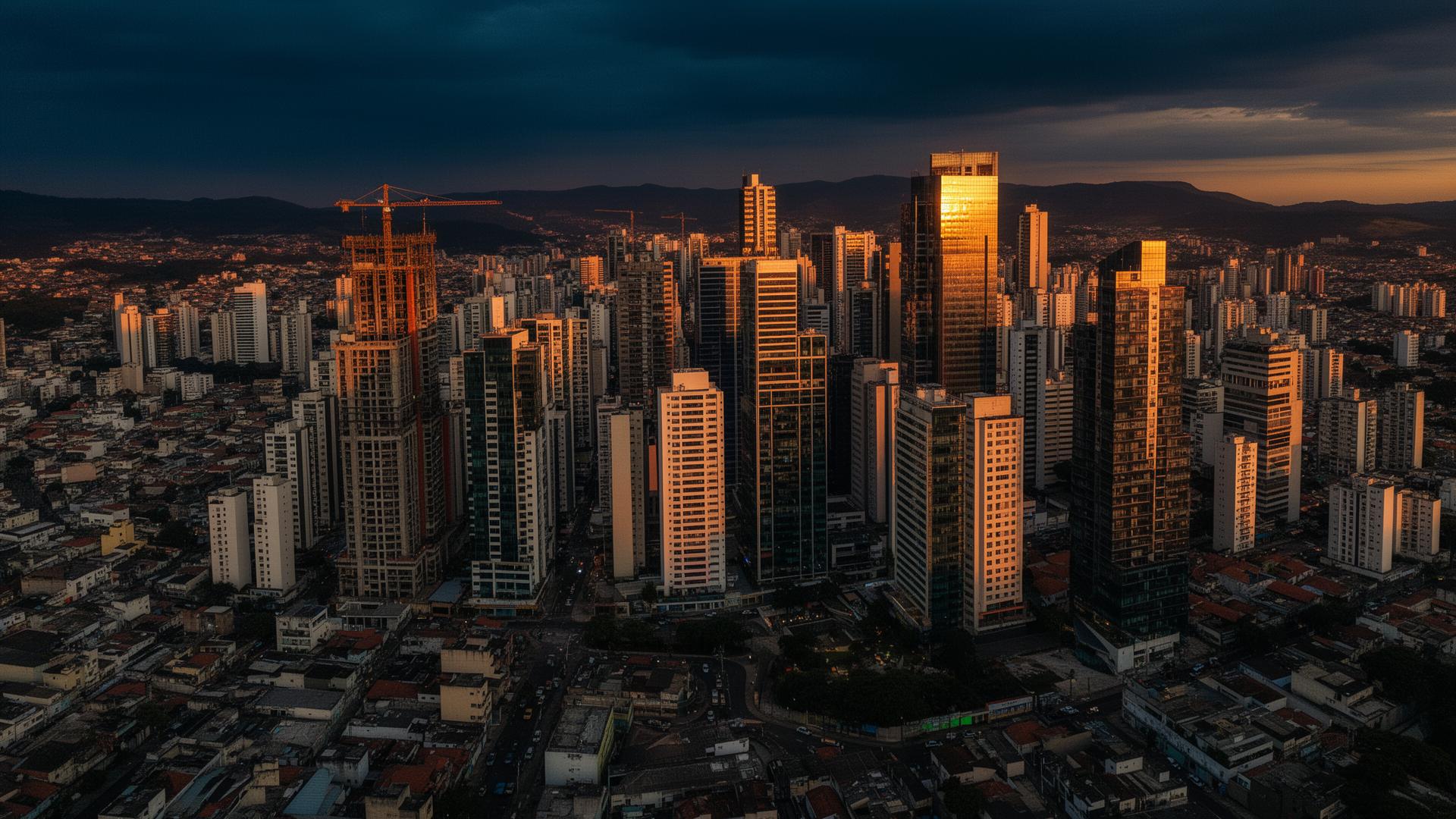 Skyline urbano ao entardecer
